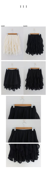 フェアリーフリルシフォンミニスカート (BLACK)