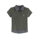 Check collar layered polo shirt 231330477