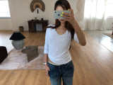 BACK LINE V-NECK MID SLEEVE TEE