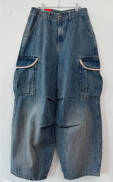 HIGH QUALITY 💍💎 LIP BALLOON PARACHUTE DENIM PANTS 🤎2 SIZE