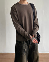 Grid Crop Waffle Ringer Tee