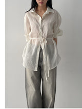 Rollin Belted Loose-Fit Long Blouse