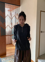 Kidu Color Matching Frill Hood Knit