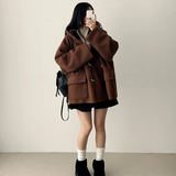 Heel double wool royal boxy pocket hooded coat 