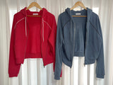 waffle hood zip-up