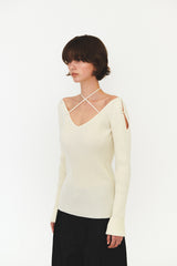 V NECK STRAP KNIT