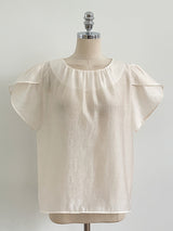 Muse Round Neck Shirred Tulip Blouse