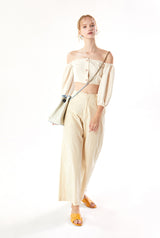 BAZAS bucket leather bag / Bright Ivory