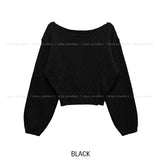 Chippo Button Boat Neck Wool Crop Knit