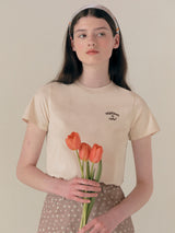 MAISON DE ROLA スモール ロゴ Tシャツ ベージュ