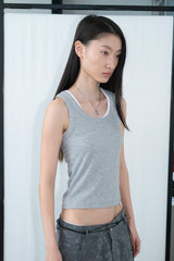 ベーシック リブ スリーブレス (Gray)