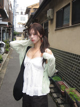 Robit Lace Flare Frill Sleeveless Blouse