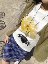 Blooming Chek Banding Mini Skirt