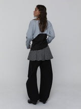 Striped Mini Skirt_Charcoal