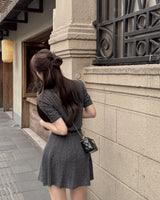 Ifu Short-sleeve knit&skirt set (with underpants)