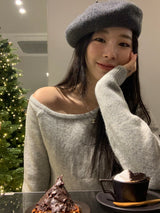 [MADE] Fulls cashmere unbalanced off-shoulder knitwear