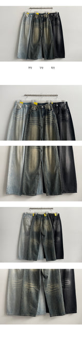 [Special prize!] Nikki front and back washed wide denim pants (3 colors)