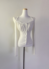 Brissen lace off-shoulder top (white)
