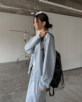 ブルーピグメントスナップセミクロップジップアップ