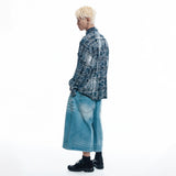 Washed Painted Check Shirt - NAVY