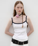 Ringer Sleeveless Top - White/Navy