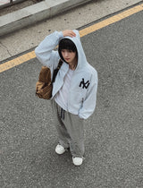 NY Applique Crop Hood Zip-Up