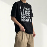 Luck lettering boxy fit short-sleeved T-shirt
