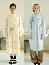 UnsocialNight2025 Autumn Original Two-colour Printed Loose Pullover Long-sleeved Dress Girlish Style