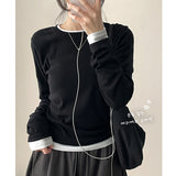 Shea color matching layered slim long sleeve tee