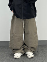 fold double-knee cotton pants