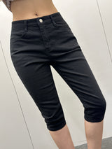 Shy Black Denim Capri Pants