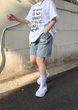 オーバーサイズフィットピープルレターリングTシャツ