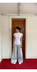 Wide banding lace bootcut pants