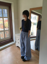 26SS★ [BAONHAUS] クリーティンスタッドコットンワイドパンツ