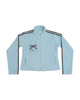 Ribbon tape fleece jacket / sky