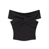 Off-the-shoulder twist-front blouse