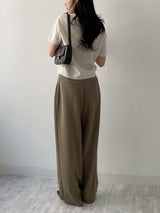 Marron Belted Two-Tuck Wide Slacks