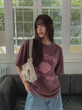 Flower Pigment Oversized Fit Short Sleeve