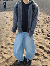 Nut mohair damage cardigan 3C