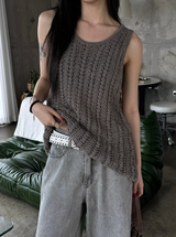 Gray washed damage wide pants