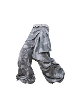 RELABEL (Dream Pleated Bud) ホワイトカモ ワッフル 3Dカット バルーンスウェットパンツ