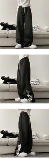 3 Line Coloring Accentuated Banded Wide Pants
