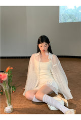 Lily frill shirring lace skirt