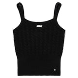 ケーブルパターンニットノースリーブ [BLACK]
