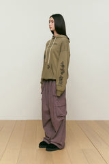 LUNA WASHING VINTAGE GRAPHIC HOODIE [LIGHT KHAKI]