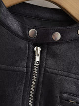 Bern Curve Panel Crop Leather Jacket