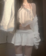 Heimin low-waist fur skirt (ivory)