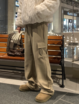 Stable Soft Cargo Fleece Brushed Semi Wide Banding Pants
