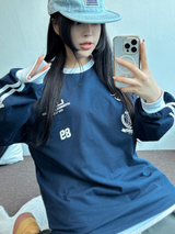 HIP TWO LINE NUMBERING LONG SLEEVE T-SHIRT💙🤍🖤3COLOR
