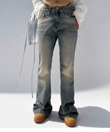 COFFEE BEAN LOOSE-FIT SEMI-WIDE YELLOW LIGHT BLUE BOOTCUT